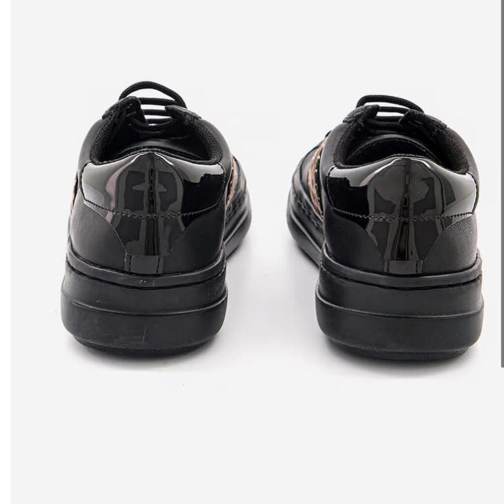 NEW GEOX Pontoise Lace Up Sneakers in Black Italian Leather Womens Size 37/7 - Picture 5 of 7